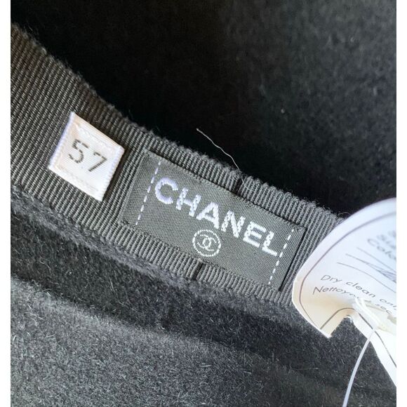 NEW W/TAGS & BOX CHANEL Black Fur Felt Double Brim Cloche Riding Bucket Hat - RA main image 6